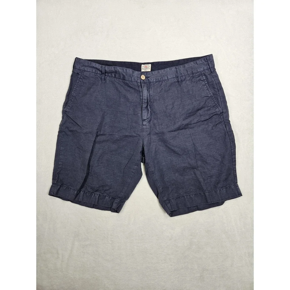 Faherty Men's All Day Shorts Blue Size 38 Pockets Dri Fit Linen Blend